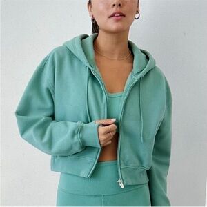 Athleta FOREVER FLEECE ULTRA CROP FULL ZIP Hoodie Juniper Green Size M